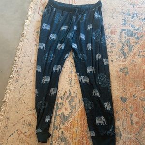 Teal elephant drawstring pants